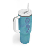 Suicide Prevention Awareness Tumbler With Handle It's Ok To Not Be Ok Mermaid Semicolon Teal Purple Ocean - Wonder Print Shop