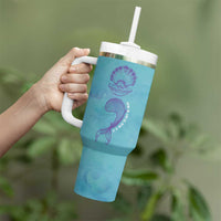 Suicide Prevention Awareness Tumbler With Handle It's Ok To Not Be Ok Mermaid Semicolon Teal Purple Ocean - Wonder Print Shop