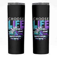 Suicide Prevention Skinny Tumbler Choose Life Sunflower American Flag - Wonder Print Shop