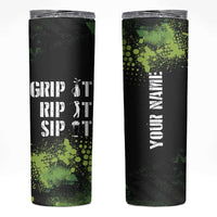 Personalized Funny Golf Player Skinny Tumbler Custom Name Grip It Rip It Sip It Beer Drinking