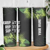 Personalized Funny Golf Player Skinny Tumbler Custom Name Grip It Rip It Sip It Beer Drinking