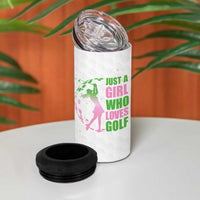 Personalized Golf Player 4 in 1 Can Cooler Tumbler Custom Name Just A Girl Who Loves Golf