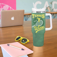 Gifts for Tennis Player Tumbler With Handle Today's Good Mood Is Sponsored By Tennis And Wine