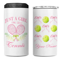 Personalized Tennis Player 4 in 1 Can Cooler Tumbler Custom Name Just A Girl Who Loves Tennis