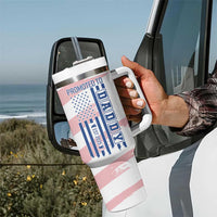 Gifts For New Dad Tumbler With Handle Promoted To Dad Est 2025 Dad Level Unlocked - Wonder Print Shop