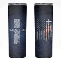 Blessed Dad Christian Skinny Tumbler Christ Cross Patriotic American Flag - Wonder Print Shop