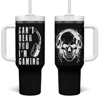 Gifts For Gamer Tumbler With Handle Can't Hear You I'm Gaming Headphone Skull - Wonder Print Shop