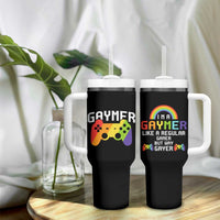 Funny LGBT Gay Gamer Tumbler With Handle Gaymer Like A Regular Gamer But Way Gayer - Wonder Print Shop