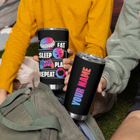 Personalized Gamer Tumbler Cup Custom Name Eat Sleep Gaming Repeat - Wonder Print Shop