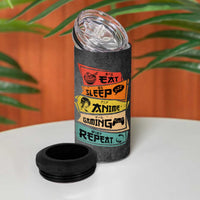 Funny Gamer Anime Lover 4 in 1 Can Cooler Tumbler Eat Sleep Anime Gaming Repeat - Wonder Print Shop