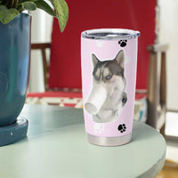 Funny Husky Tumbler Cup Everything Tastes Better With Dog Hair Gifts for Husky Owner - Wonder Print Shop