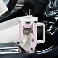 Funny Husky Tumbler With Handle Everything Tastes Better With Dog Hair Gifts for Husky Owner - Wonder Print Shop