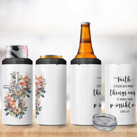 Christian Gifts for Women Faith 4 in 1 Can Cooler Tumbler Encouragement Inspirational Flower Mothers Day Bible Gift