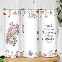 Christian Gifts for Women Faith Skinny Tumbler Encouragement Inspirational Flower Mothers Day Bible Gift