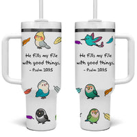 Christian Gifts Tumbler With Handle Birds Psalm 103:5 He Fills My Life With Good Things