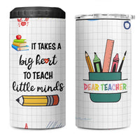 Teacher 4 in 1 Can Cooler Tumbler It Takes a Big Heart Cute Teachers Day Graduation Gifts
