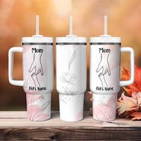 Personalized Mom Gifts Tumbler With Handle Mama Holding Hands Custom Kid Names Mothers Day Gift