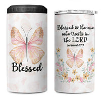 Christian Gifts for Women Faith 4 in 1 Can Cooler Tumbler Blessed Inspirational Religious Bible Gift for Her Pink Butterfly - Wonder Print Shop