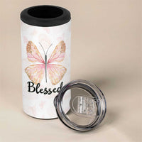 Christian Gifts for Women Faith 4 in 1 Can Cooler Tumbler Blessed Inspirational Religious Bible Gift for Her Pink Butterfly - Wonder Print Shop