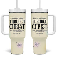 Christian Gifts for Women Faith Tumbler With Handle Christ Encouraging Bible Verse Cute Butterflies - Wonder Print Shop
