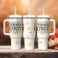 Christian Gifts for Women Faith Tumbler With Handle Christ Encouraging Bible Verse Cute Butterflies - Wonder Print Shop