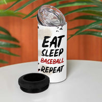 Funny Baseball 4 in 1 Can Cooler Tumbler Eat Sleep Baseball Repeat Catcher Pitcher