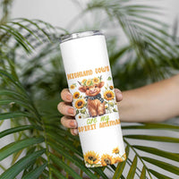 Highland Cow Gifts For Women Skinny Tumbler Funny Cow Gift For Cow Lovers Sunflower
