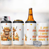 Highland Cow Gifts For Women 4 in 1 Can Cooler Tumbler Funny Cow Gift For Cow Lovers Fall Leaves Farmhouse Western Animal