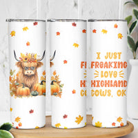 Highland Cow Gifts For Women Skinny Tumbler Funny Cow Gift For Cow Lovers Fall Leaves Farmhouse Western Animal