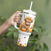 Highland Cow Gifts For Women Tumbler With Handle Funny Cow Gift For Cow Lovers Fall Leaves Farmhouse Western Animal