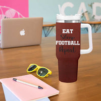 American Football Tumbler With Handle Eat Sleep Football Repeat Dad Fans Coaches