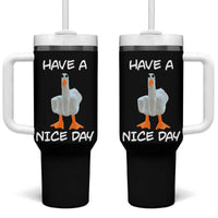 Duck You Tumbler With Handle Funny Middle Finger Duck You White Elephant Gifts For Adults