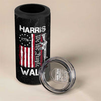 Harris Walz Waltz 2024 4 in 1 Can Cooler Tumbler US Flag Gun Democratic Madam President 4th Of July - Wonder Print Shop