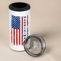 Harris Walz Waltz 2024 4 in 1 Can Cooler Tumbler USA Flag American Election - Wonder Print Shop