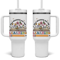 Teacher Gift Tumbler With Handle It's A Beautiful Day For Learning Students - Wonder Print Shop