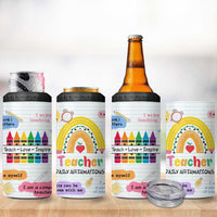 Teacher 4 in 1 Can Cooler Tumbler Positive Daily Affirmations Cup, Inspirational, Sobriety, Motivational Gifts - Wonder Print Shop