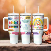 Teacher Tumbler With Handle Positive Daily Affirmations Cup, Inspirational, Sobriety, Motivational Gifts - Wonder Print Shop