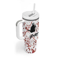 Funny Cat Lover Gifts Tumbler With Handle Halloween Murderous Cat With Knife What
