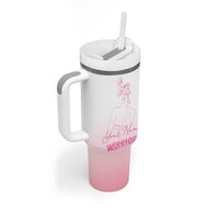 Personalized Breast Cancer Survivor Tumbler With Handle Custom Name Pink Ribbon Chemo Care - Wonder Print Shop