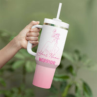 Personalized Breast Cancer Survivor Tumbler With Handle Custom Name Pink Ribbon Chemo Care - Wonder Print Shop