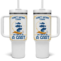 Funny Fishing Tumbler With Handle Can't Work Today My Arm Is In A Cast - Wonder Print Shop