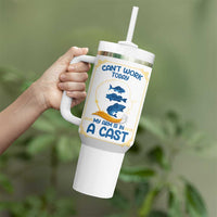 Funny Fishing Tumbler With Handle Can't Work Today My Arm Is In A Cast - Wonder Print Shop