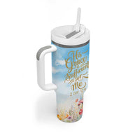 Christian Gifts For Women Tumbler With Handle Encouraging Bible Verse Cross His Grace Is Sufficient For Me