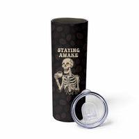 Funny Halloween Iced Coffee Skinny Tumbler Skeleton Drinking Coffee Coffee Caffeine Lover Coffee Brewer Staying Awake - Wonder Print Shop