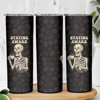 Funny Halloween Iced Coffee Skinny Tumbler Skeleton Drinking Coffee Coffee Caffeine Lover Coffee Brewer Staying Awake - Wonder Print Shop