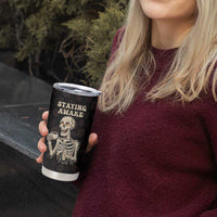Funny Halloween Iced Coffee Tumbler Cup Skeleton Drinking Coffee Coffee Caffeine Lover Coffee Brewer Staying Awake - Wonder Print Shop