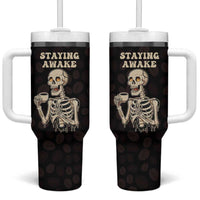 Funny Halloween Iced Coffee Tumbler With Handle Skeleton Drinking Coffee Coffee Caffeine Lover Coffee Brewer Staying Awake - Wonder Print Shop