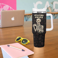 Funny Halloween Iced Coffee Tumbler With Handle Skeleton Drinking Coffee Coffee Caffeine Lover Coffee Brewer Staying Awake - Wonder Print Shop
