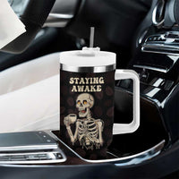 Funny Halloween Iced Coffee Tumbler With Handle Skeleton Drinking Coffee Coffee Caffeine Lover Coffee Brewer Staying Awake - Wonder Print Shop