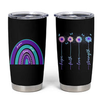 Suicide Prevention Awareness Tumbler Cup Hope Faith Love Strength Teal Purple Christian Sunflower - Wonder Print Shop